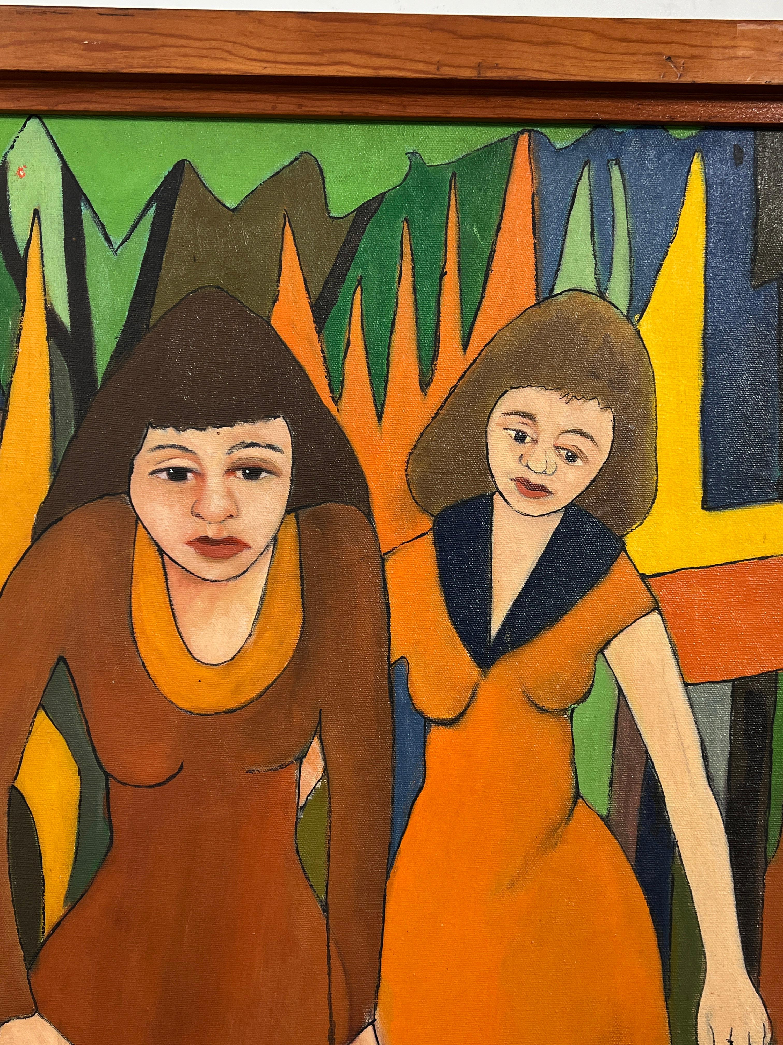 Modernistisches Gemälde der Volkskunst der Art brut, datiert 1959 von Peter Paul Sakowski (Moderne der Mitte des Jahrhunderts) im Angebot