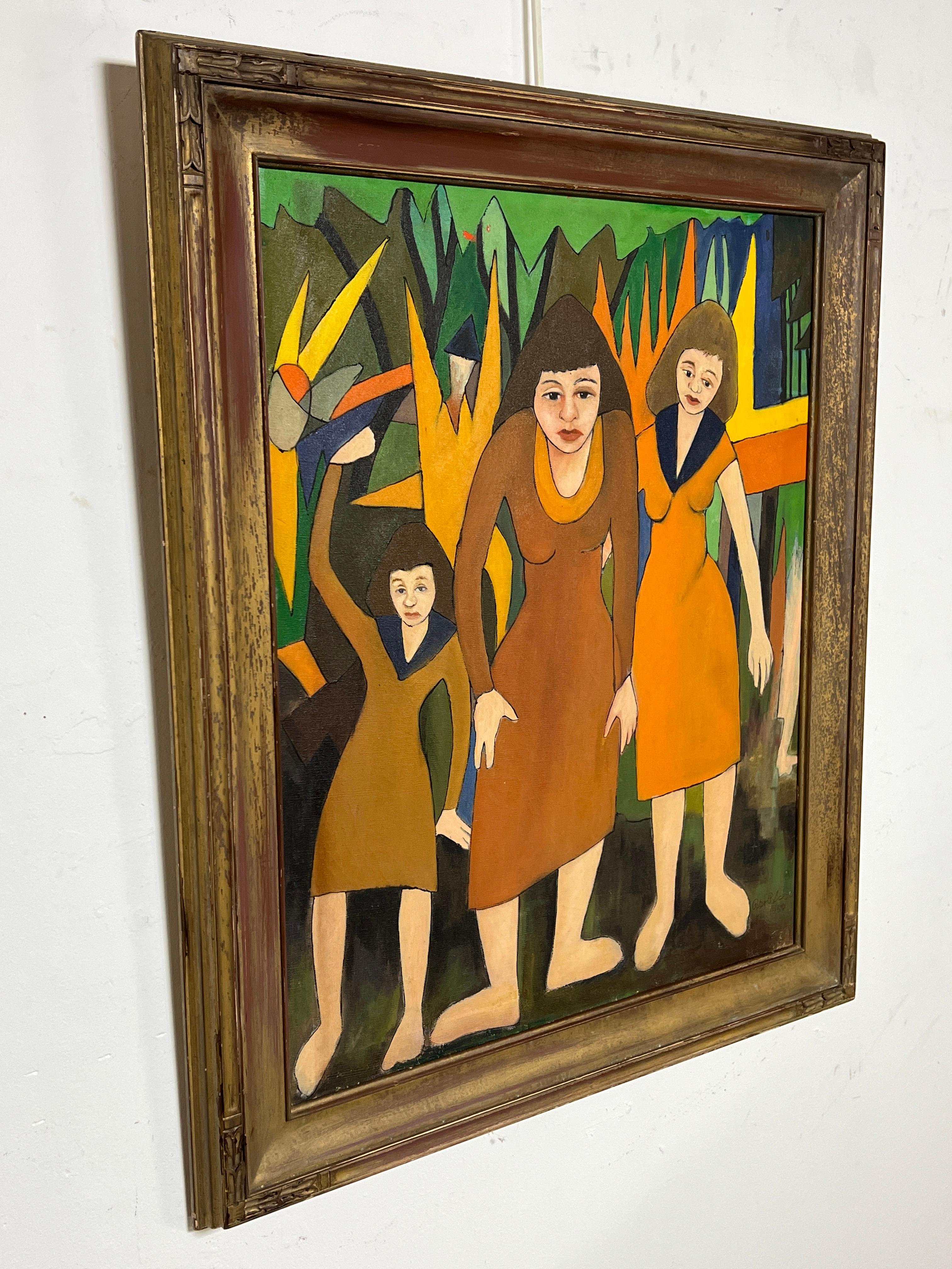 Modernistisches Gemälde der Volkskunst der Art brut, datiert 1959 von Peter Paul Sakowski (Moderne der Mitte des Jahrhunderts) im Angebot