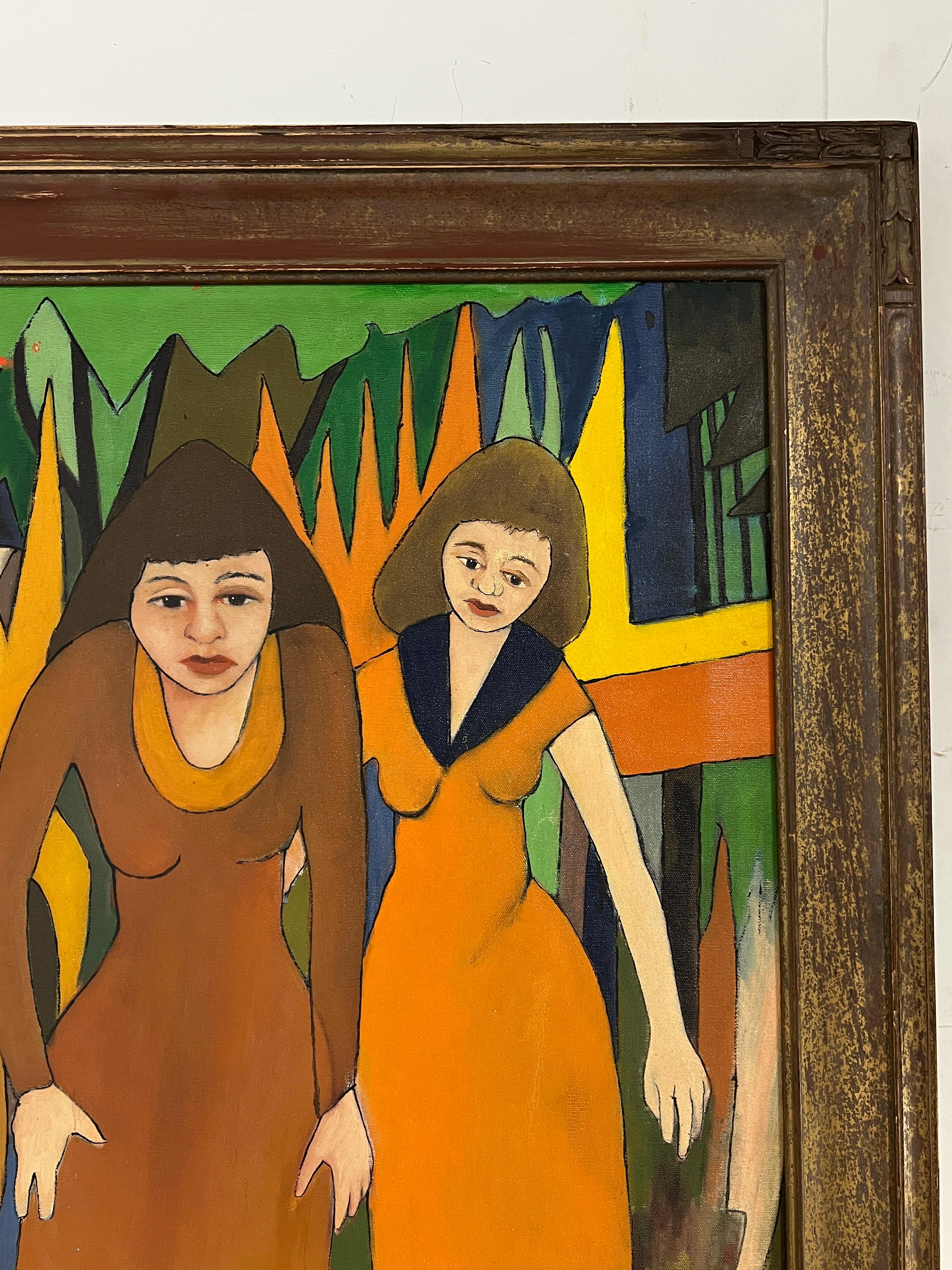 Modernistisches Gemälde der Volkskunst der Art brut, datiert 1959 von Peter Paul Sakowski (amerikanisch) im Angebot