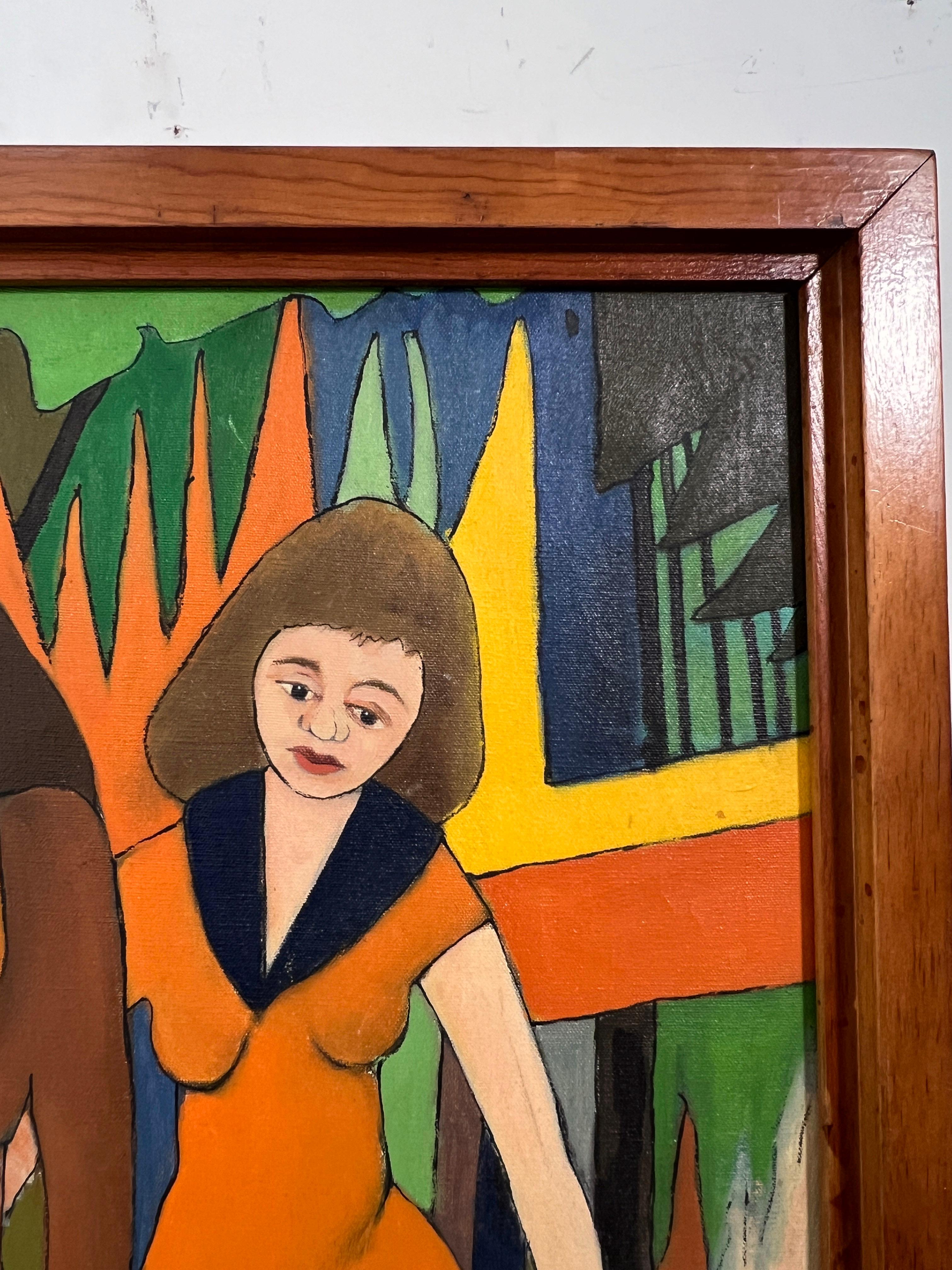 Outsider Folk Art Modernist Painting Dated 1959 by Peter Paul Sakowski In Good Condition For Sale In Peabody, MA