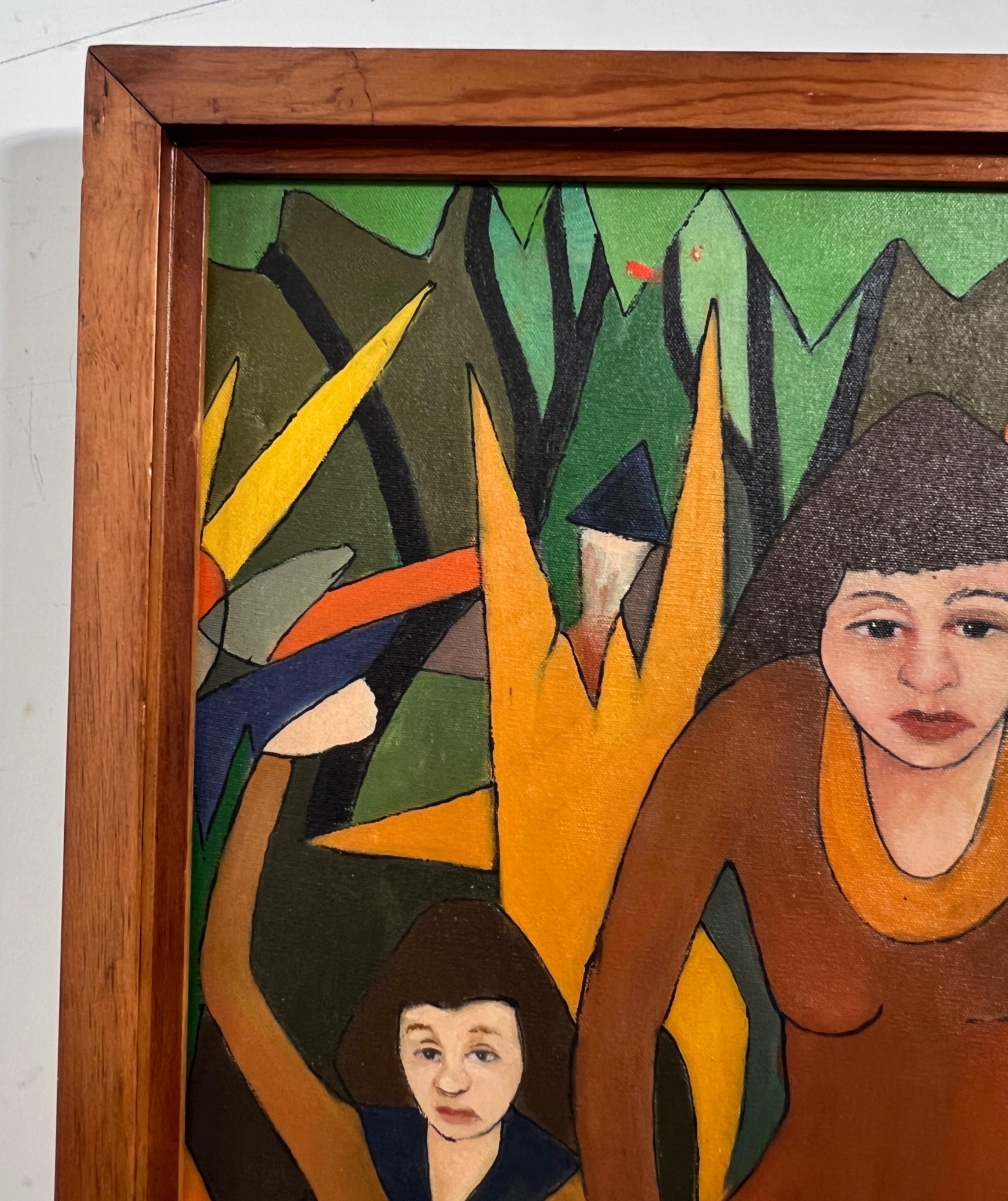 Outsider Folk Art Modernist Painting Dated 1959 by Peter Paul Sakowski In Good Condition For Sale In Peabody, MA