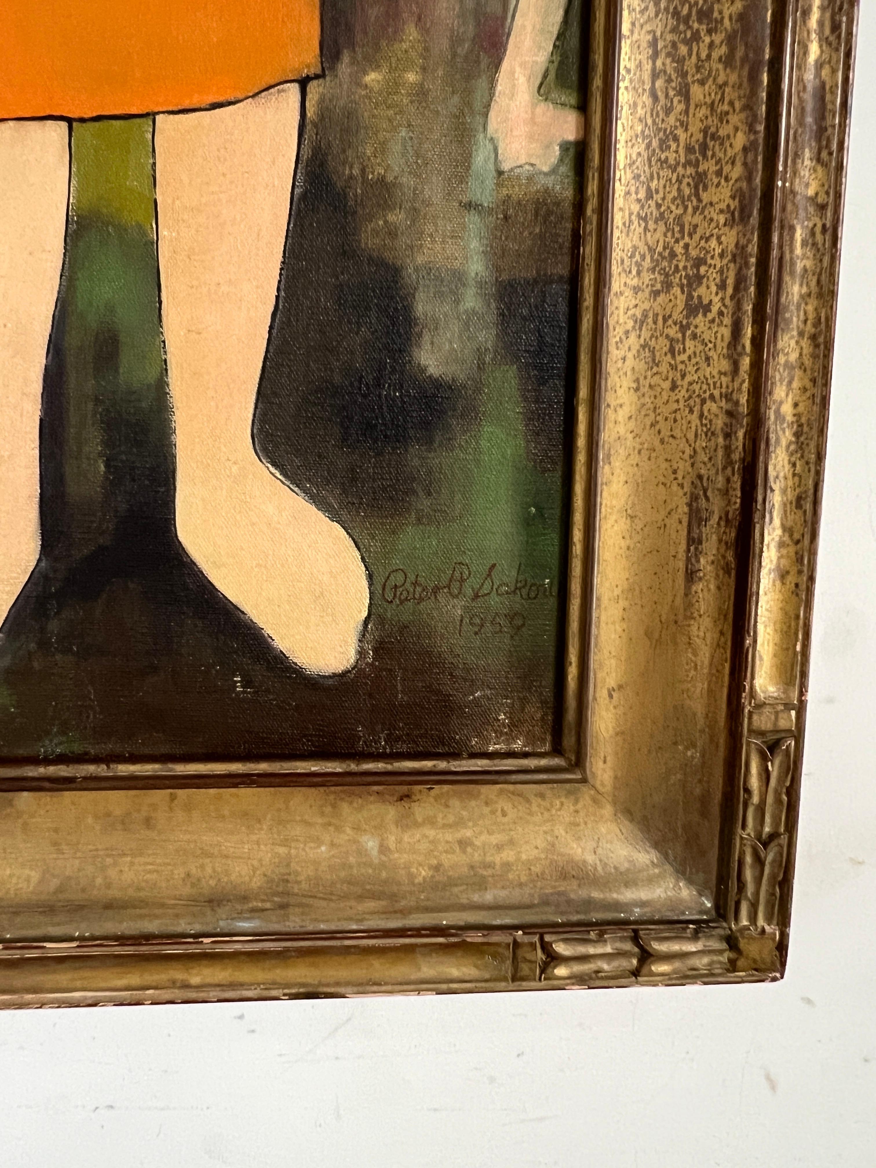 Modernistisches Gemälde der Volkskunst der Art brut, datiert 1959 von Peter Paul Sakowski (Mitte des 20. Jahrhunderts) im Angebot