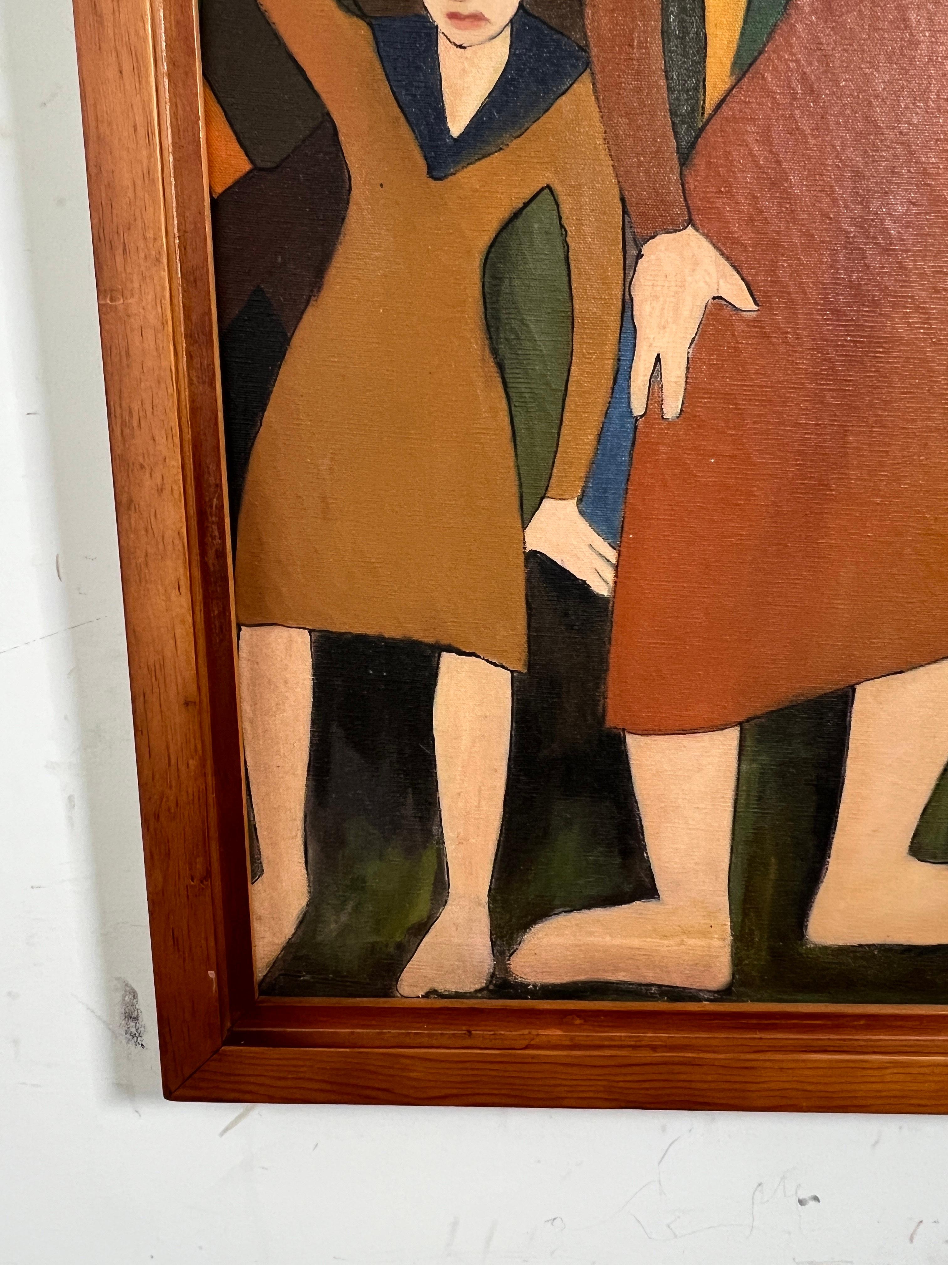 Modernistisches Gemälde der Volkskunst der Art brut, datiert 1959 von Peter Paul Sakowski (Farbe) im Angebot