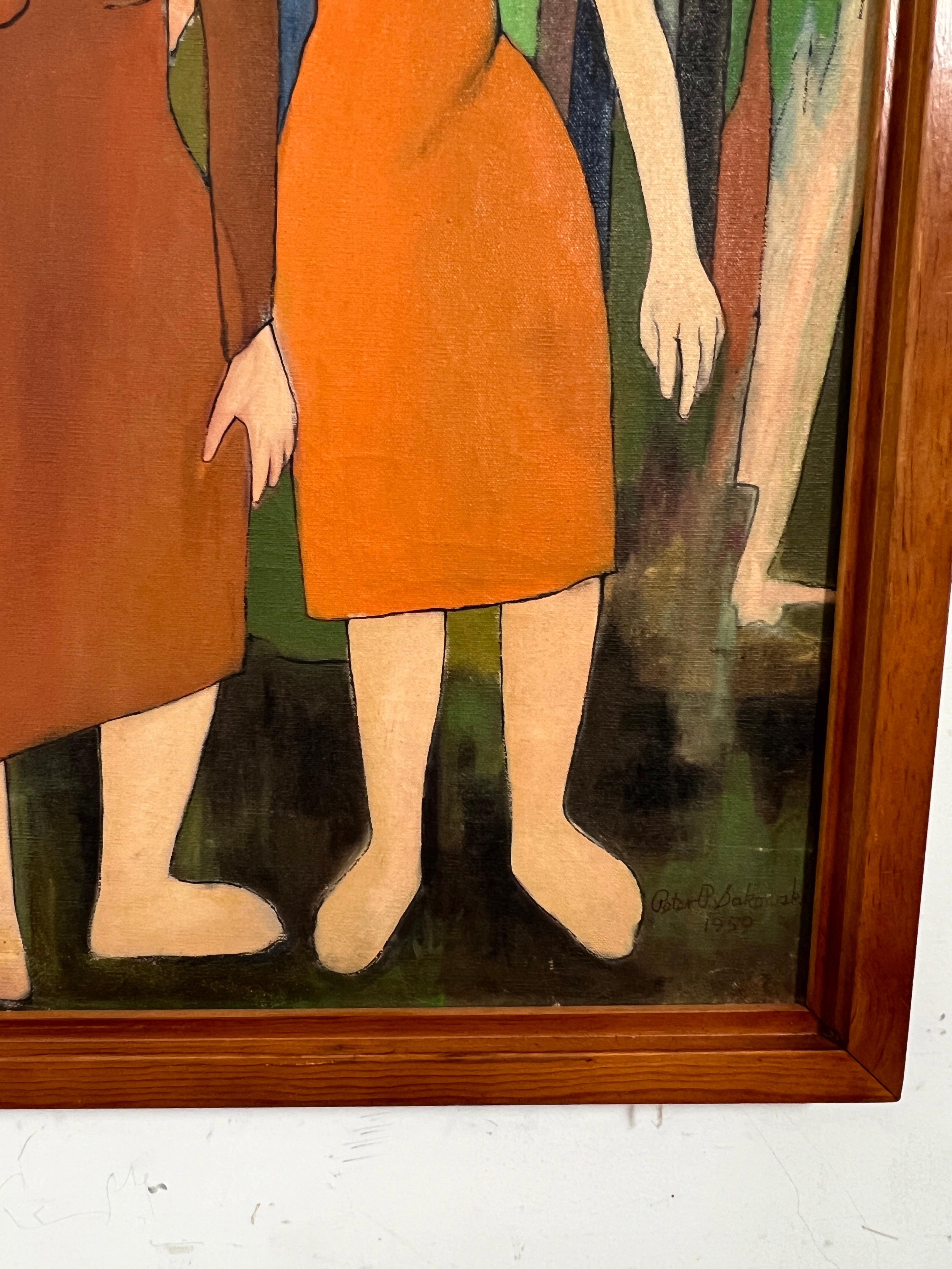 Modernistisches Gemälde der Volkskunst der Art brut, datiert 1959 von Peter Paul Sakowski im Angebot 1