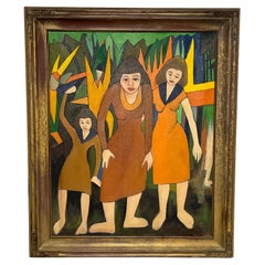 Modernistisches Gemälde der Volkskunst der Art brut, datiert 1959 von Peter Paul Sakowski