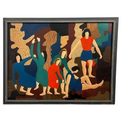 Peinture d'art populaire outsider datée de 1957 par Peter Paul Sakowski