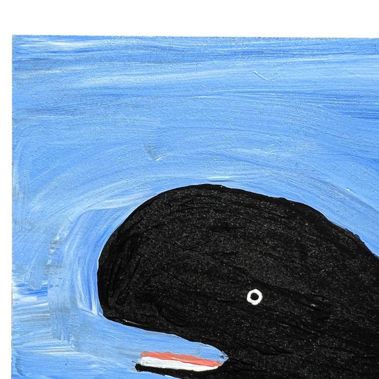 Outsider-Gemälde in Acryl eines Humpback-Whales auf Blau im Zustand „Gut“ im Angebot in Oklahoma City, OK
