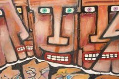 Outsider Painting of Abstract Faces by Peter L. Sword