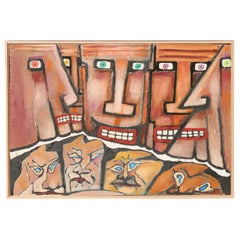 Art brutes Gemälde mit abstrakten Gesichtern von Peter L. Sword