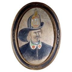 Antique Outsider Portrait of Early Firefighter
