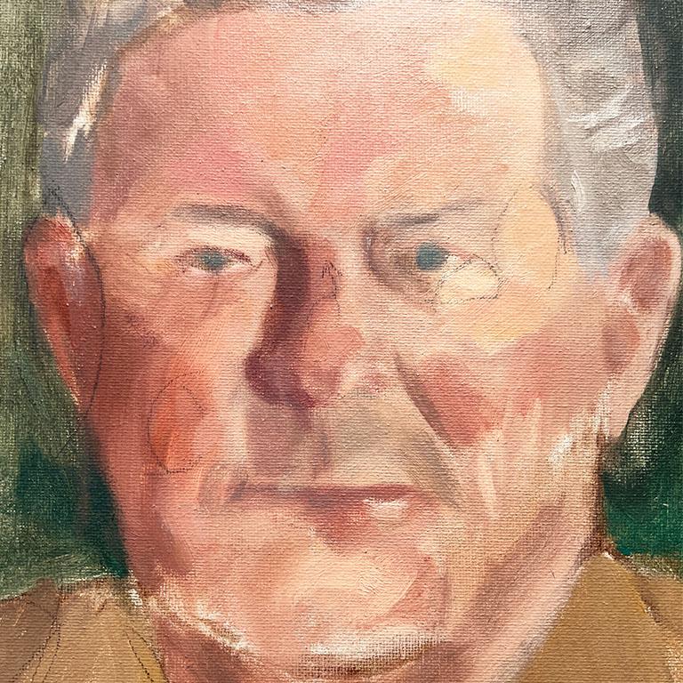 Retrato de un hombre vestido de verde sobre lienzo 16