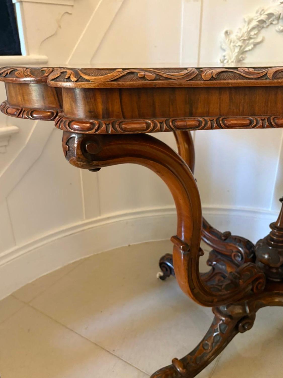19th Century Outstanding Quality Antique Victorian Carved Burr Walnut Centre Table For Sale