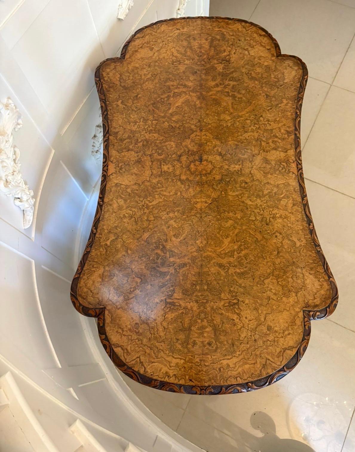 Outstanding Quality Antique Victorian Carved Burr Walnut Centre Table For Sale 1
