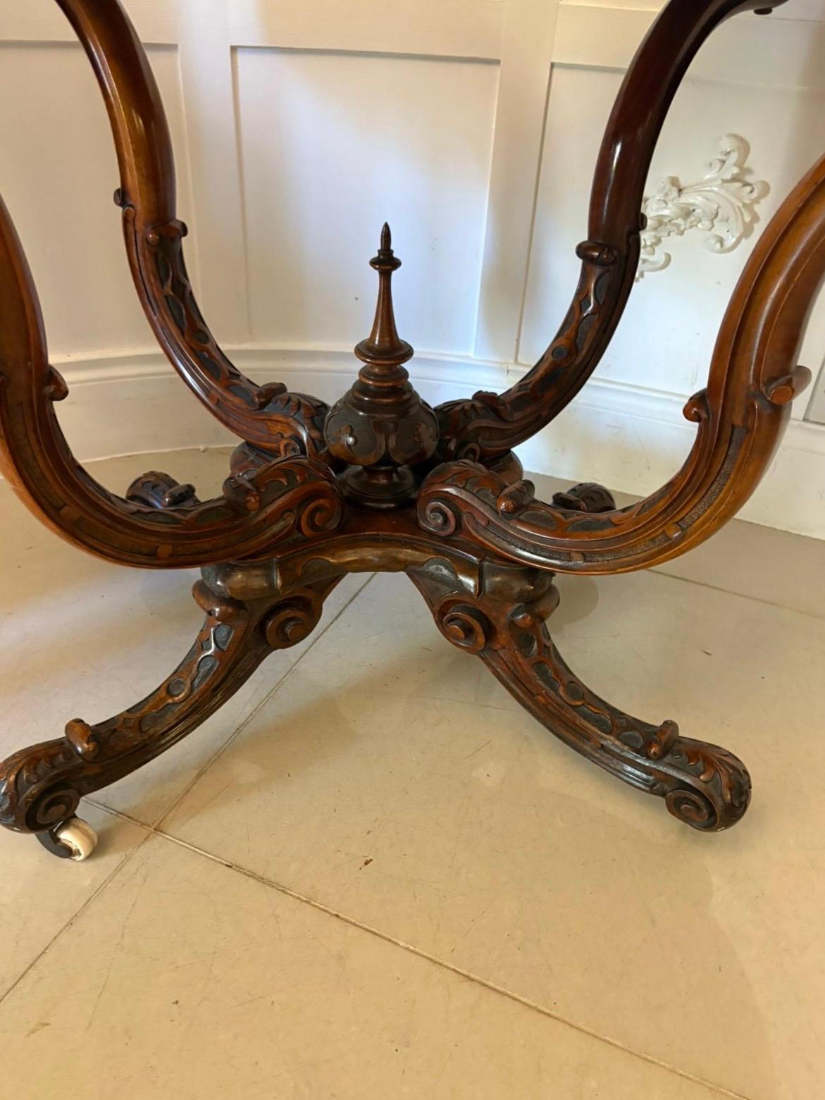 Outstanding Quality Antique Victorian Carved Burr Walnut Centre Table For Sale 3