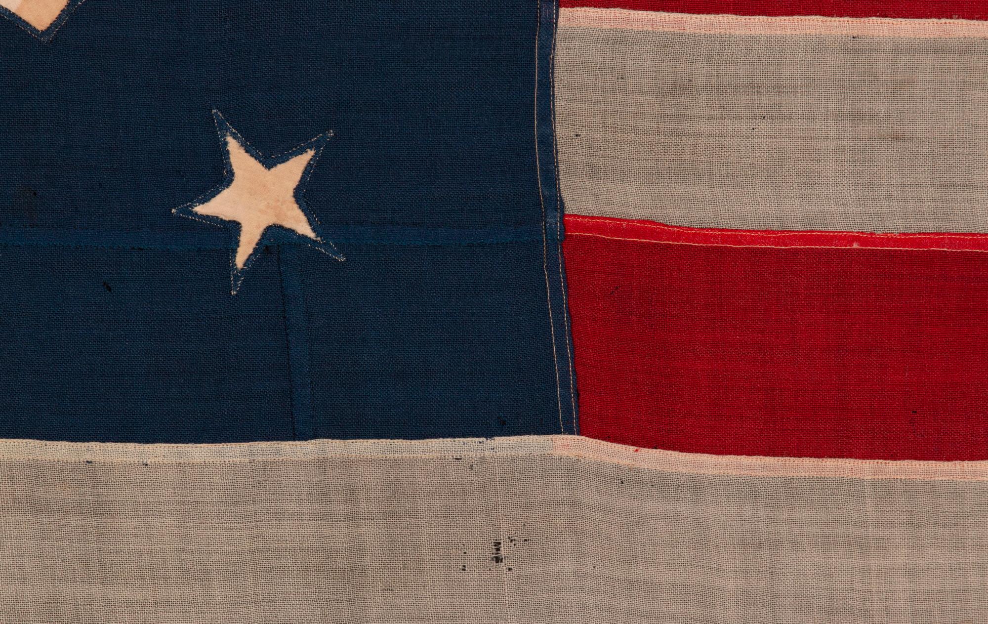 19th Century Outstanding 13 Star Hand-sewn American Private Yacht Flag, ca 1865-1885 For Sale