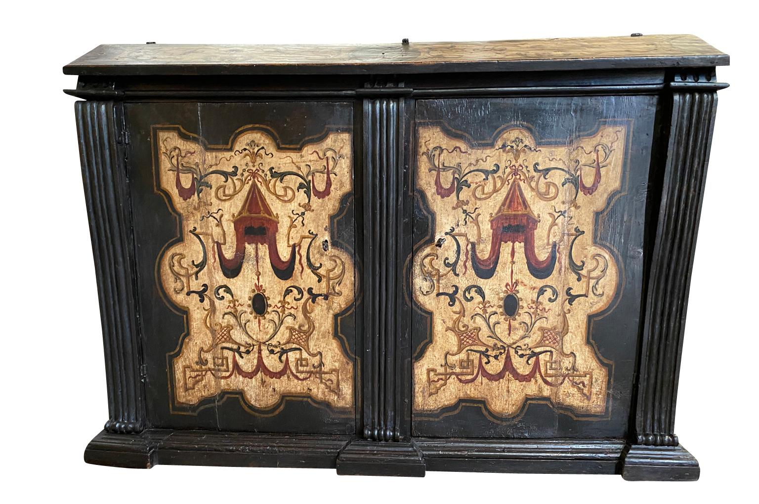 Polychromed Outstanding 17th Century Italian Credenza For Sale