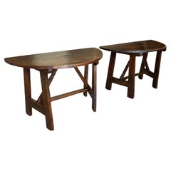 Outstanding 17th Century Italian Pair Of Demi Lunes - Center Table