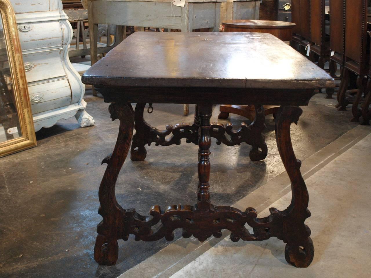 18th Century and Earlier Outstanding 17th Century Italian Walnut Writing Table For Sale