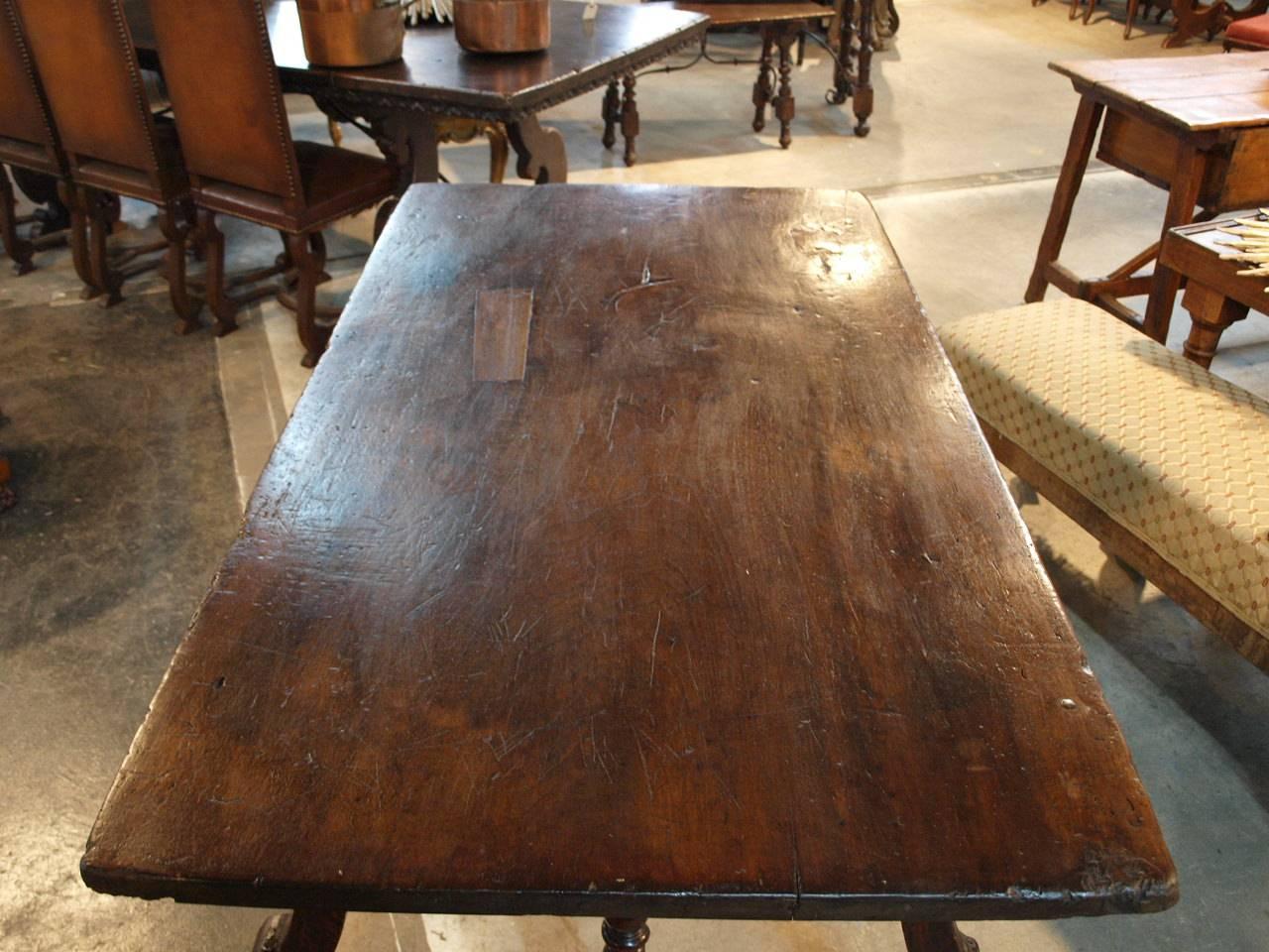 Outstanding 17th Century Italian Walnut Writing Table For Sale 2