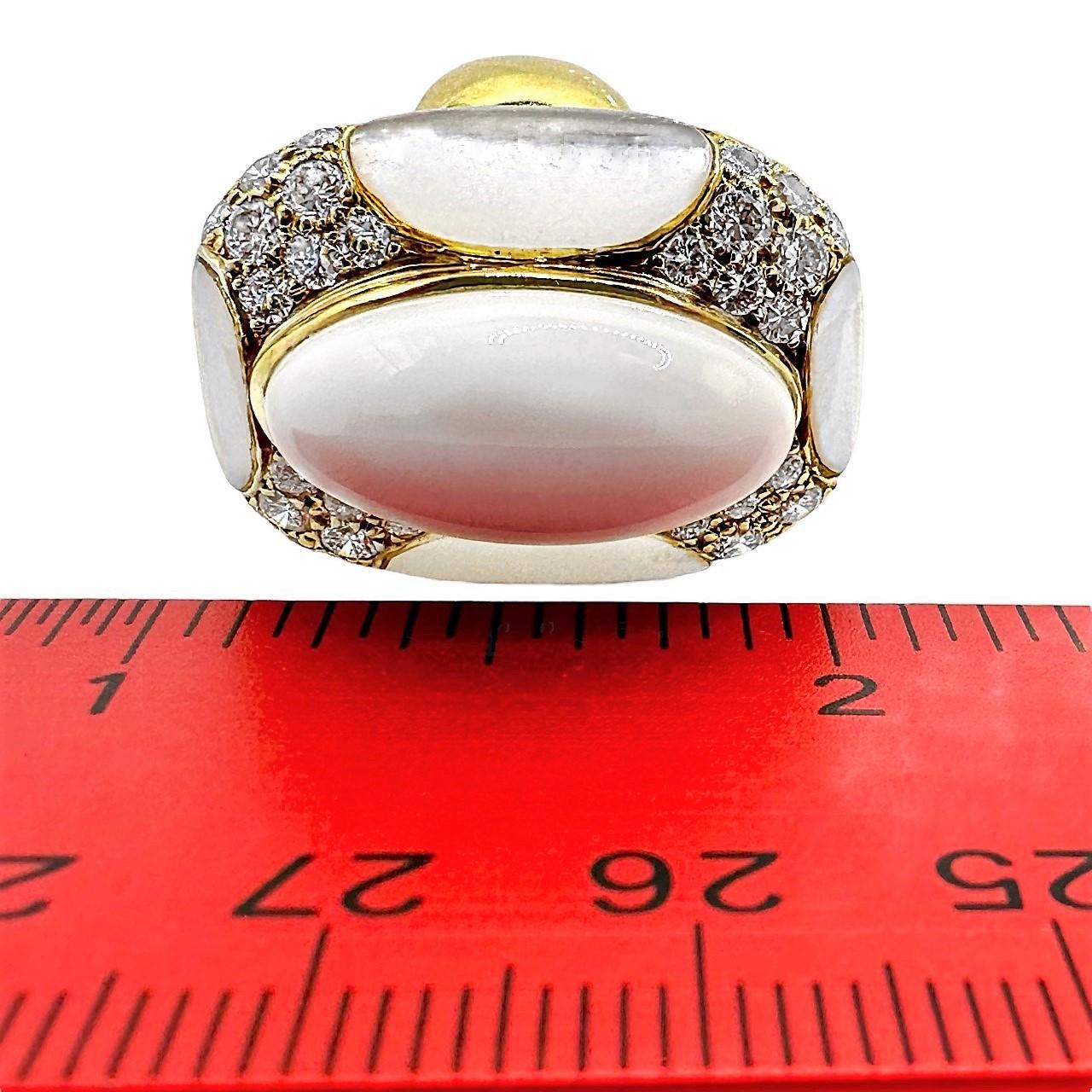 Women's Outstanding 18k Yellow Gold, White Onyx, M.O.P. & Diamond Ring by Albert Lipten For Sale