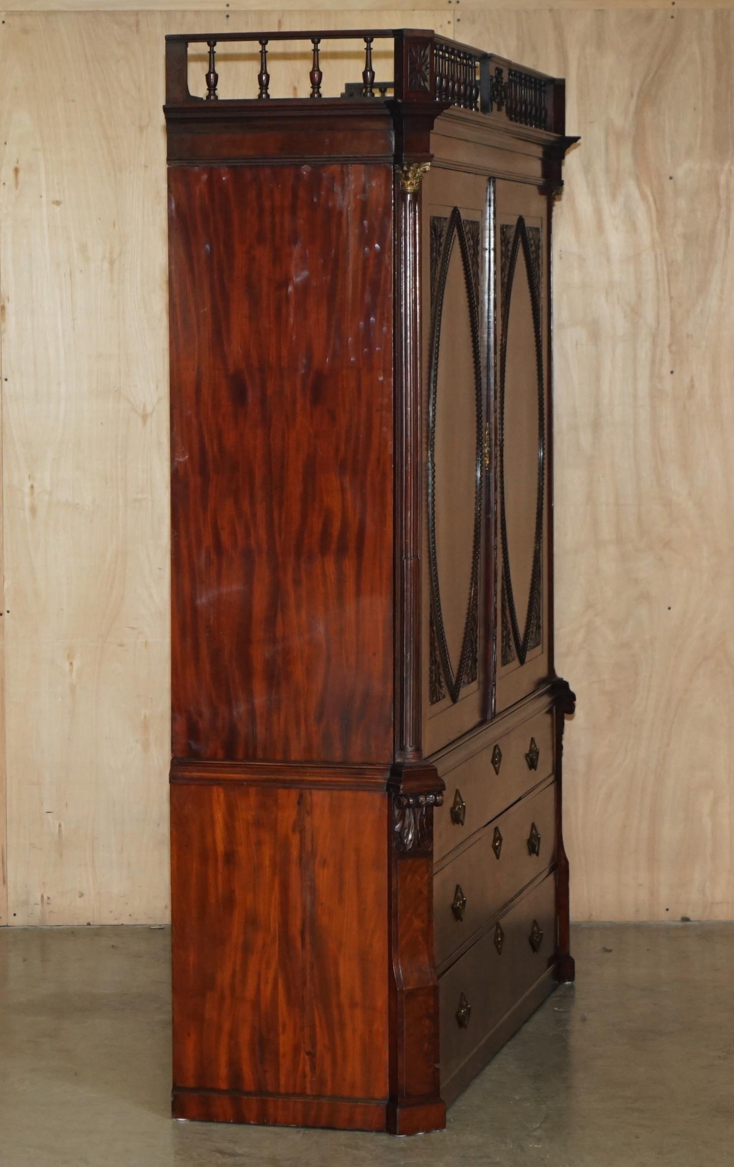OUTSTANDING 18TH CENTURY ANTIQUE 1760 THOMAS CHIPPENDALE WARDROBE LiNEN PRESS For Sale 5