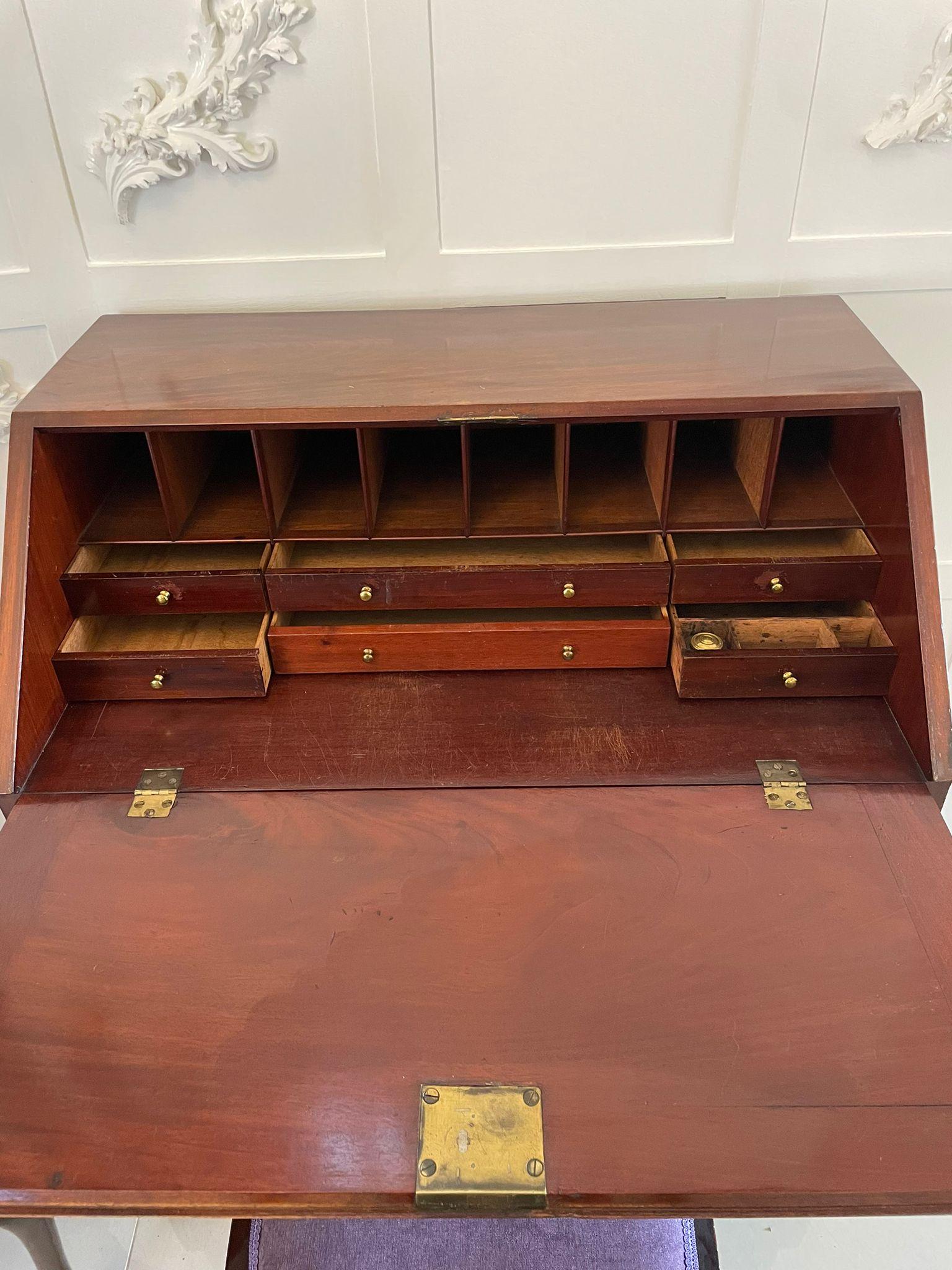 Outstanding 18th Century Quality George III Antique Mahogany Bureau For Sale 1