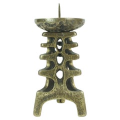 outstanding 1960s 70s mid century brutalist brass CANDLEHOLDER for one big candl