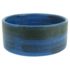 mid century BOWL bruno gambone italian studio pottery blue turquoise black
