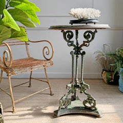 Outstanding 19th Century Cast and Wrought Iron Marble Top English Orangery Table