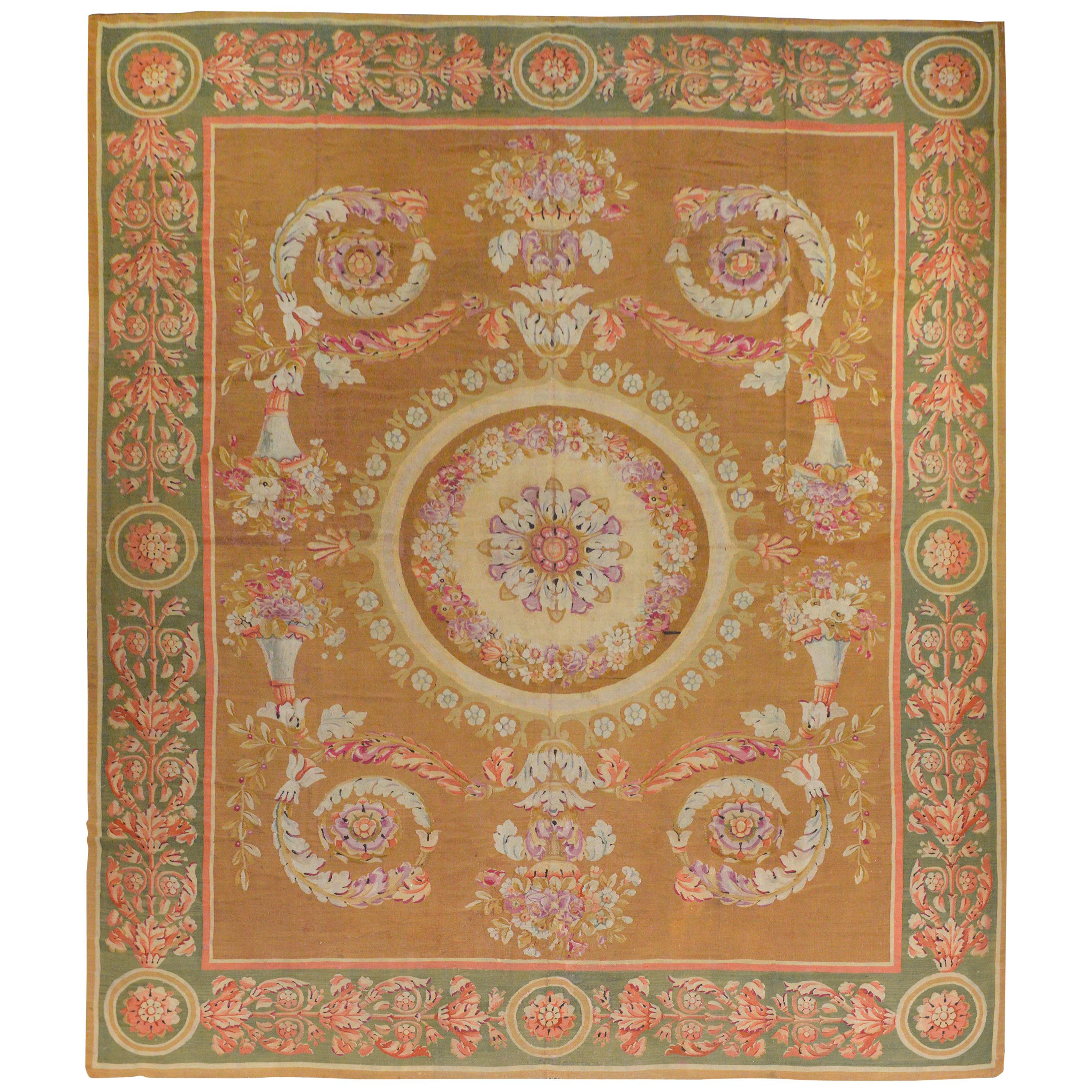 Magnifique tapis d'Aubusson français du 19ème siècle