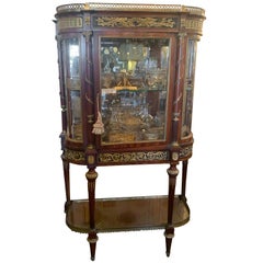 Outstanding 19th Century French Rosewood Ormolu Bronze Mounting Vitrine Curio