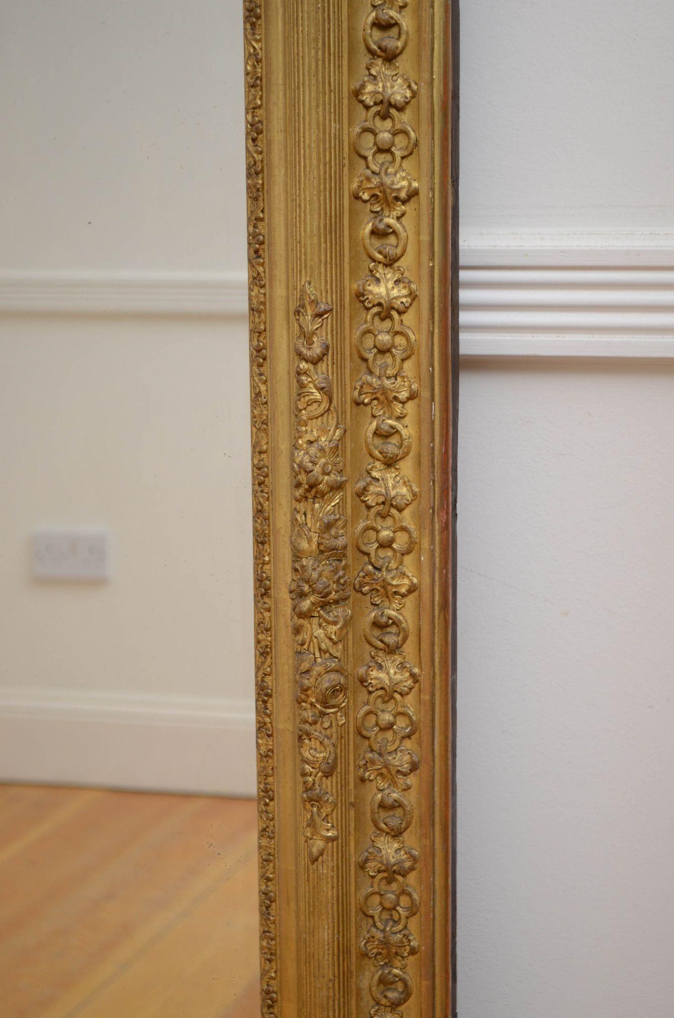 Outstanding 19th Century Giltwood Mirror H151cm For Sale 7