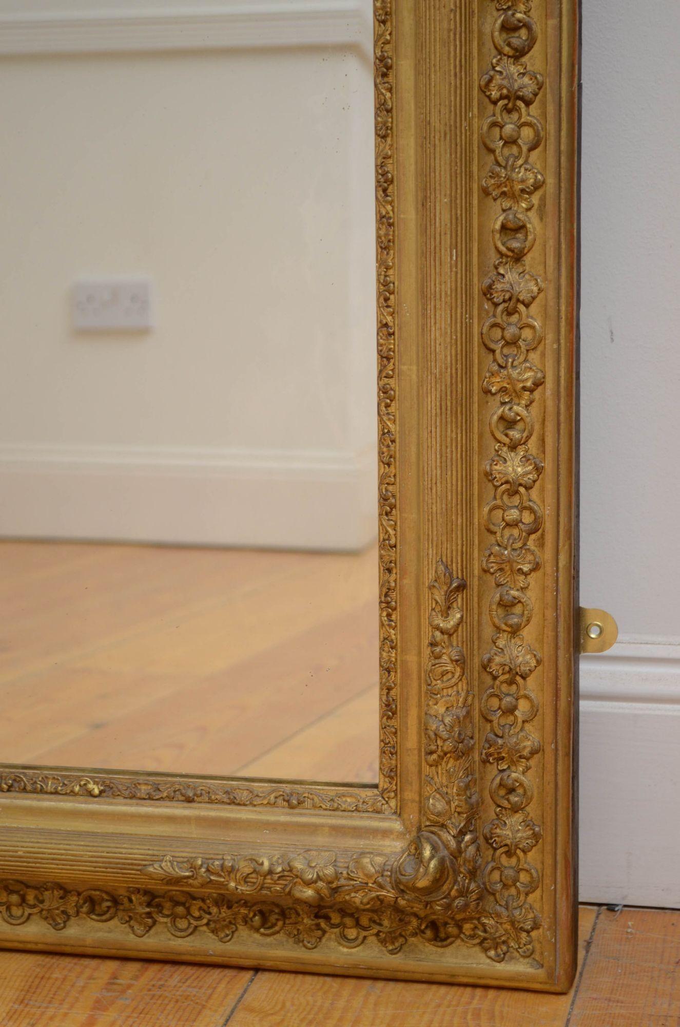 Outstanding 19th Century Giltwood Mirror H151cm For Sale 8