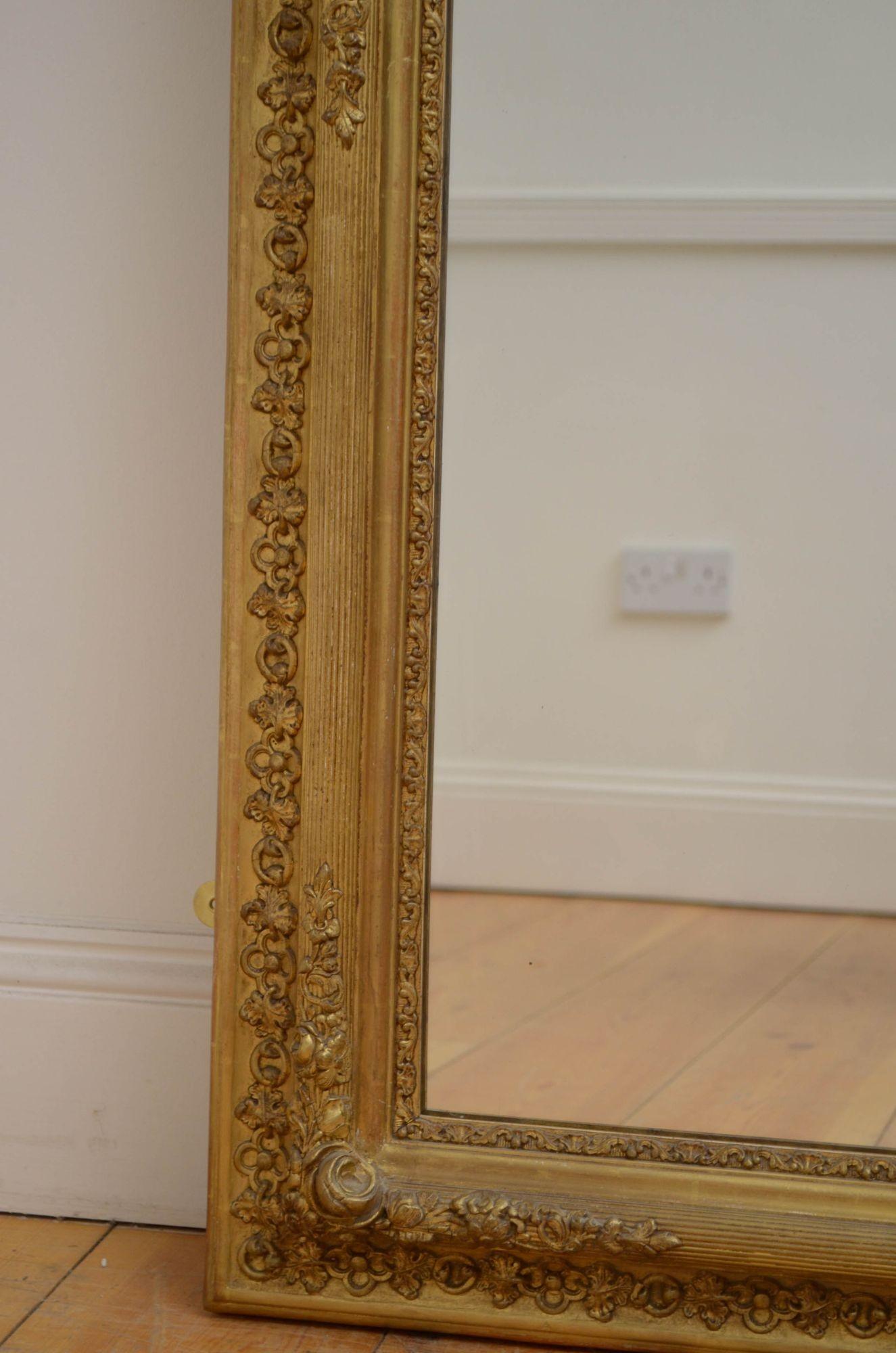 Gold Leaf Outstanding 19th Century Giltwood Mirror H151cm For Sale