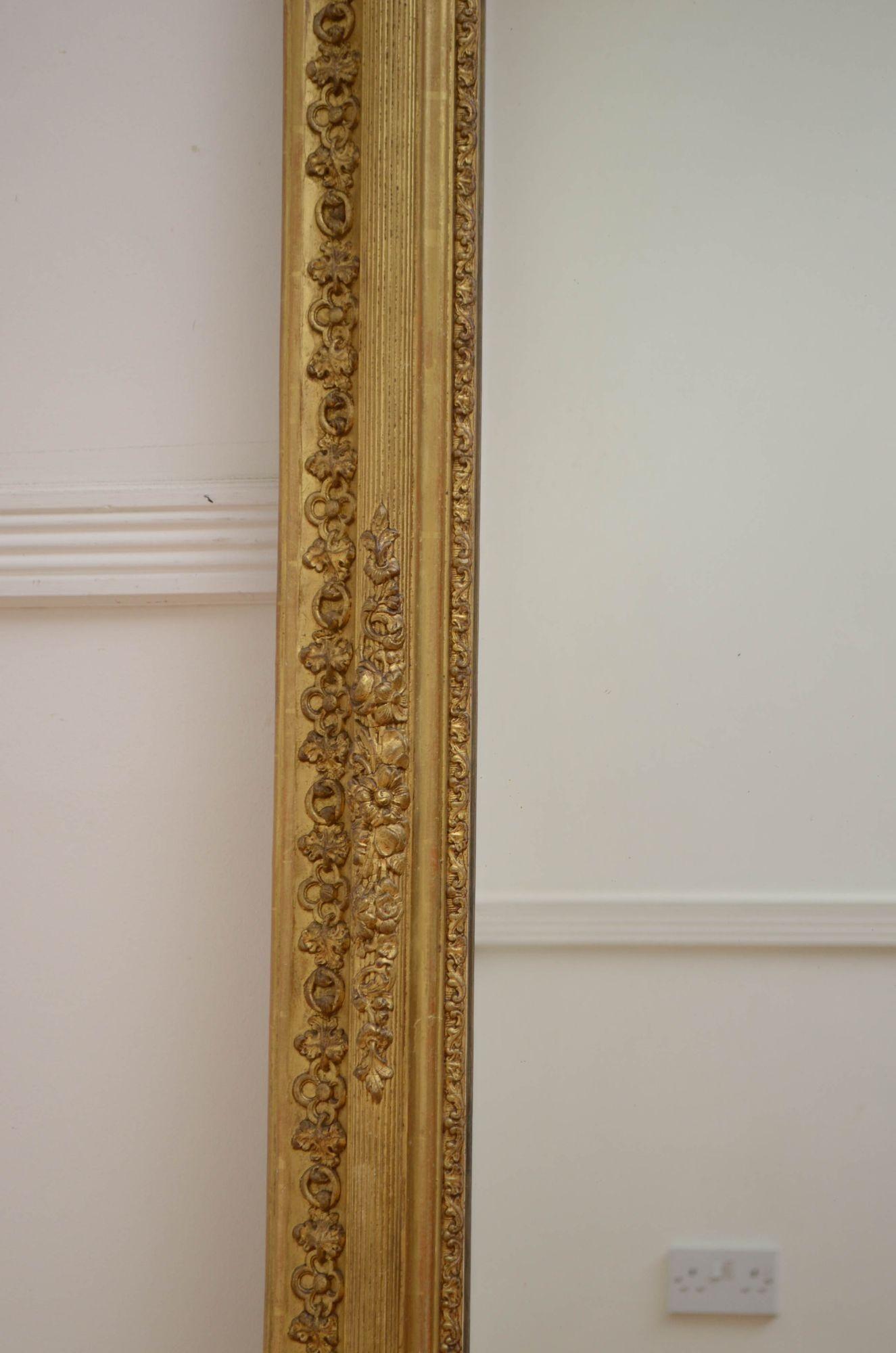 Outstanding 19th Century Giltwood Mirror H151cm For Sale 1