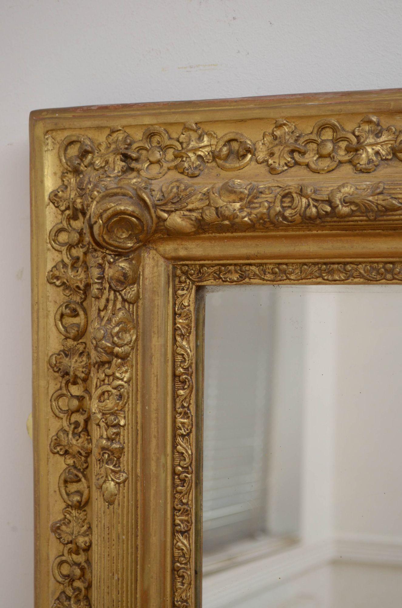 Outstanding 19th Century Giltwood Mirror H151cm For Sale 4
