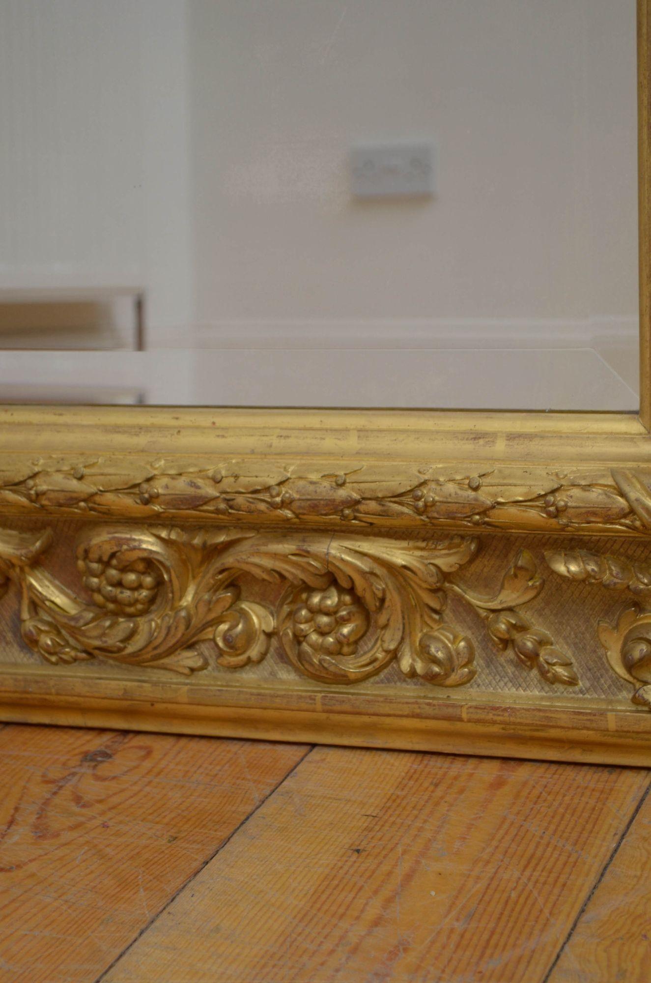 Outstanding 19th Century Giltwood Wall Mirror H161cm 12