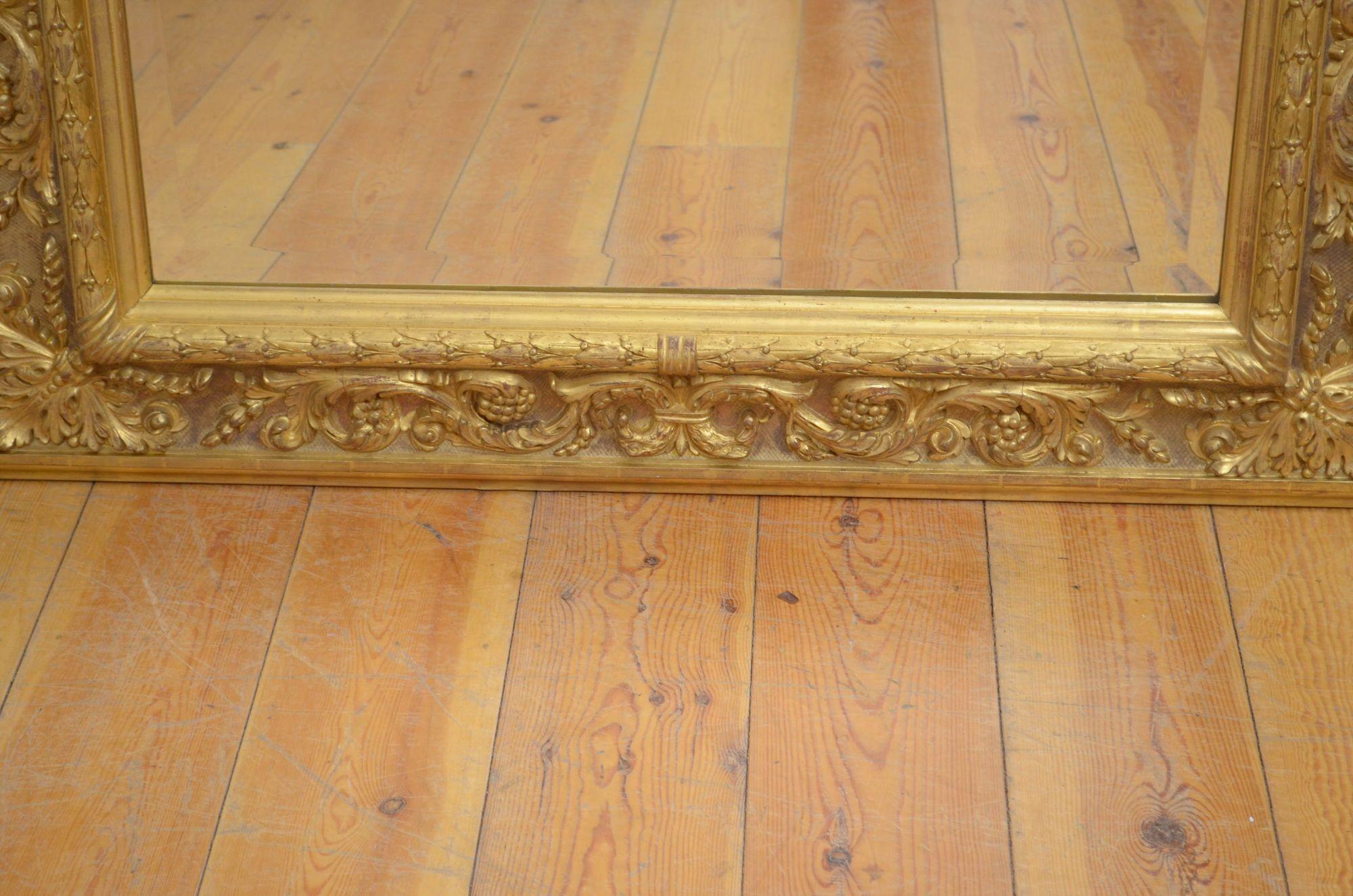 French Outstanding 19th Century Giltwood Wall Mirror H161cm