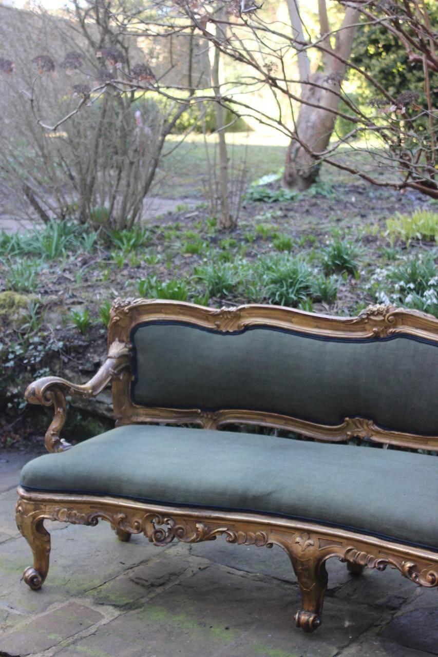 Outstanding 19th Century Italian Carved Giltwood Sofa 3