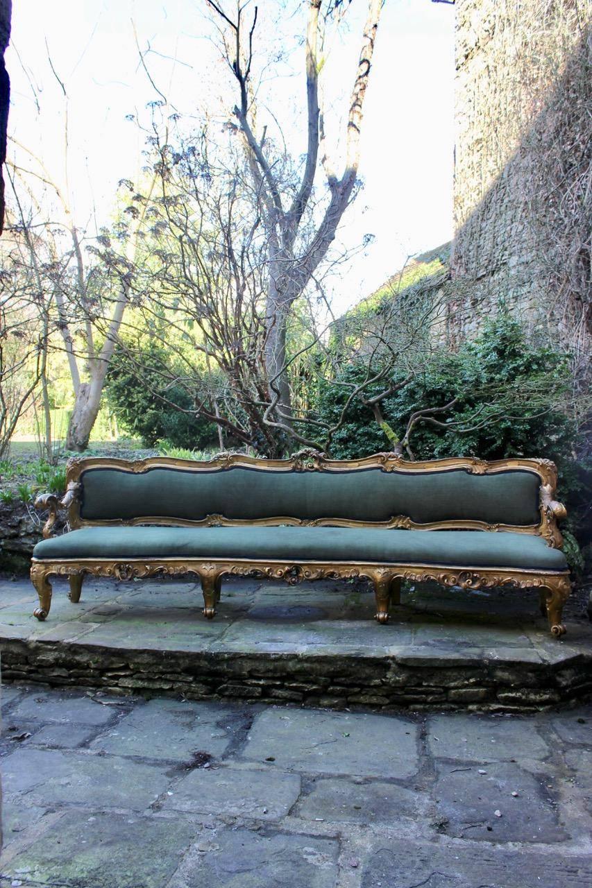 Outstanding 19th Century Italian Carved Giltwood Sofa 4