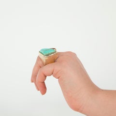 Outstanding 45 Carat Turquoise and Citrine Gilt Sterling Silver Statement Ring