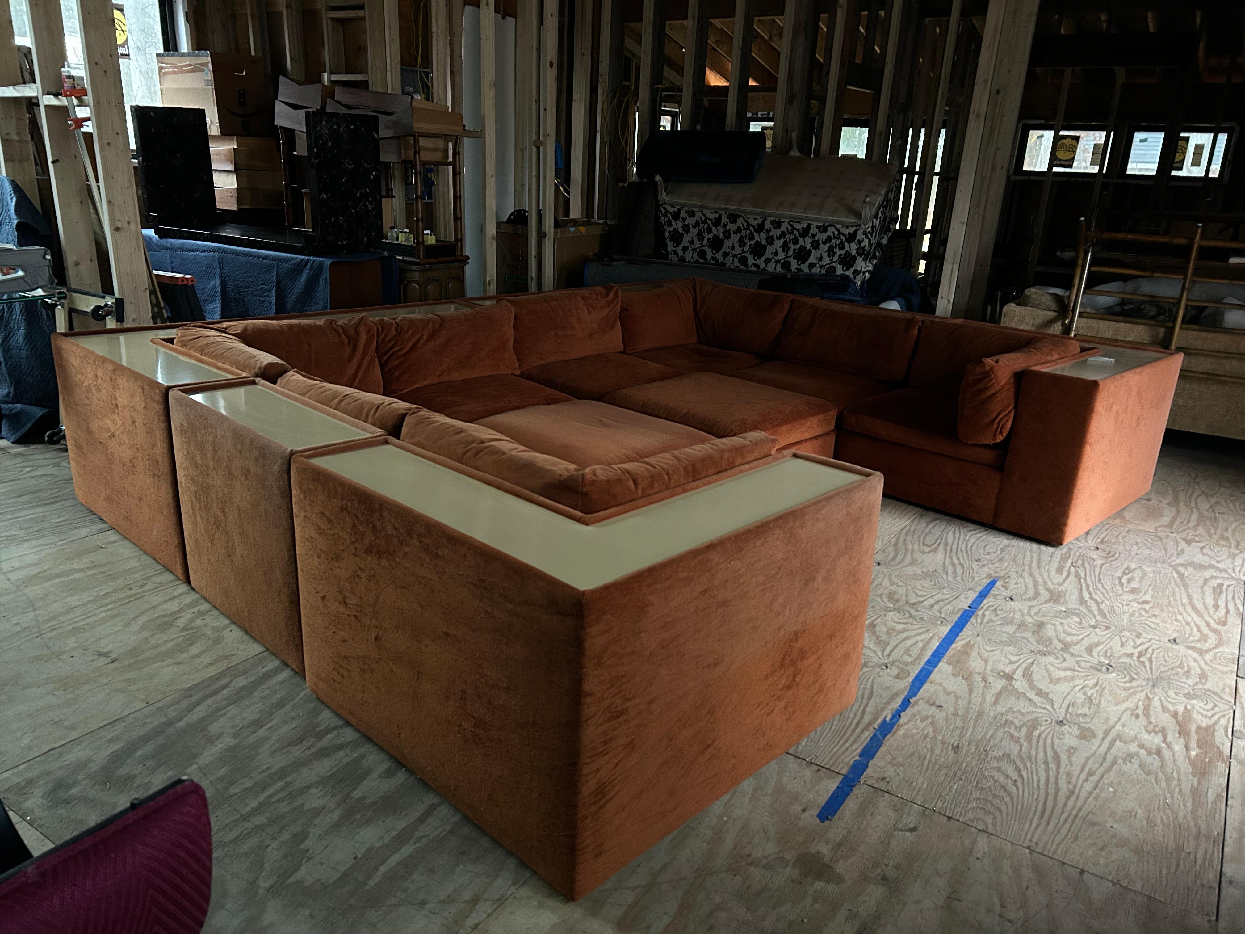 Américain Outstanding 8 Piece Milo Baughman Thayer Coggin Cube Sectional Sofa Mid-Century en vente