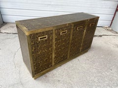 Outstanding Acid Etched Brass Cabinet by Bernard Rohne for Mastercraft