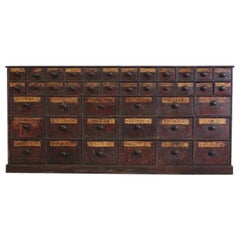 Outstanding and Large English Bank of Chemist Drawers in Original Condition