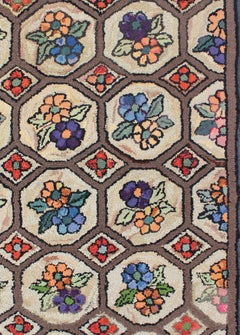 Outstanding Antique American Hooked Rug with All-Over Floral Design
