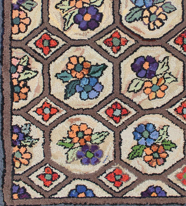 Outstanding Antique American Hooked Rug with All-Over Floral Design For ...