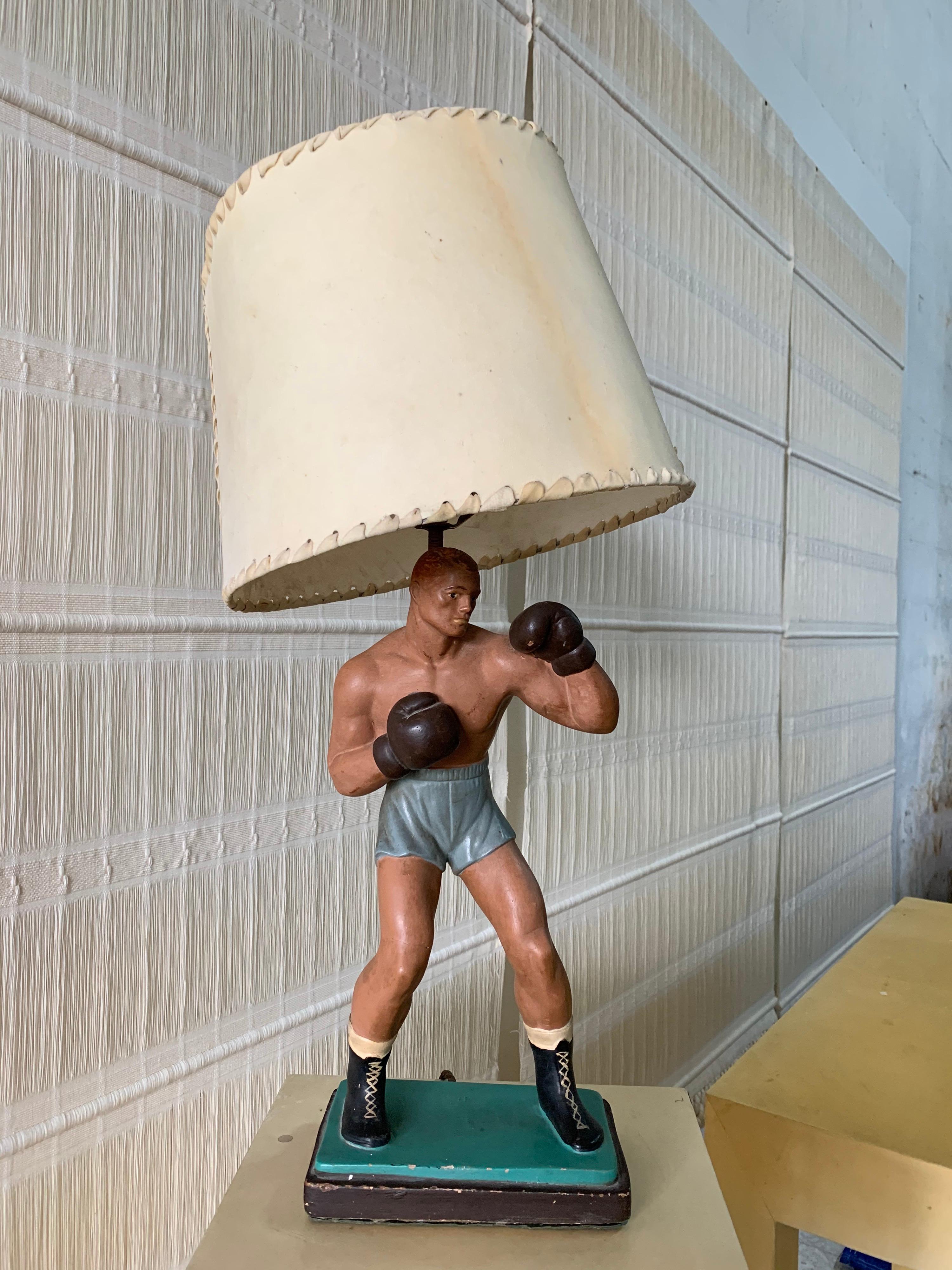 Outstanding Antique Boxer Table Lamp 4