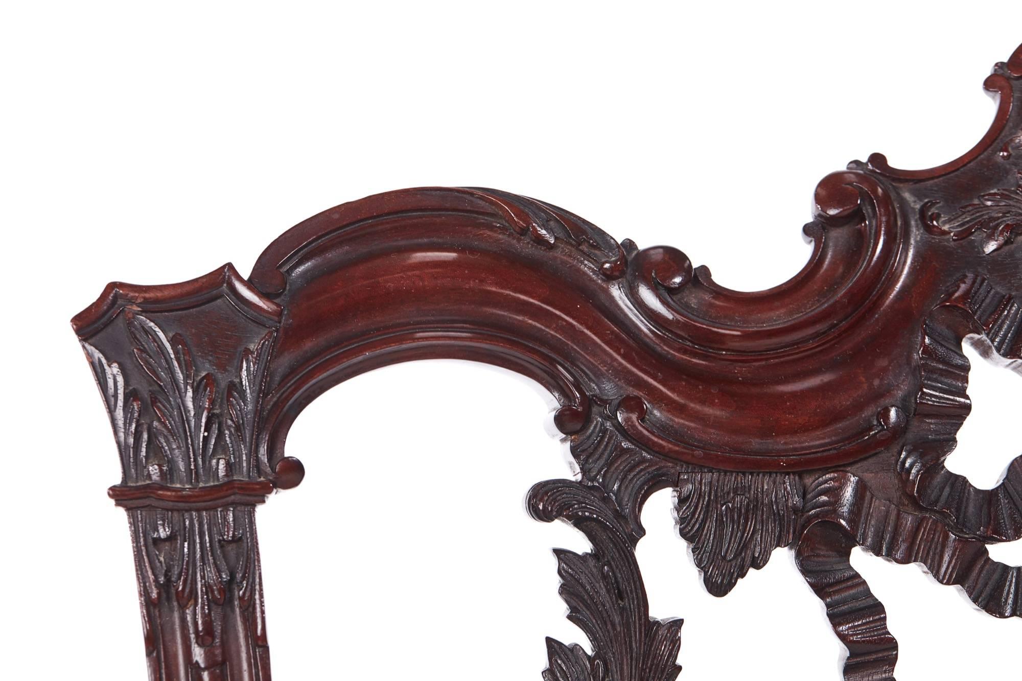 Outstanding Antique Carved Mahogany Desk Chair For Sale 4