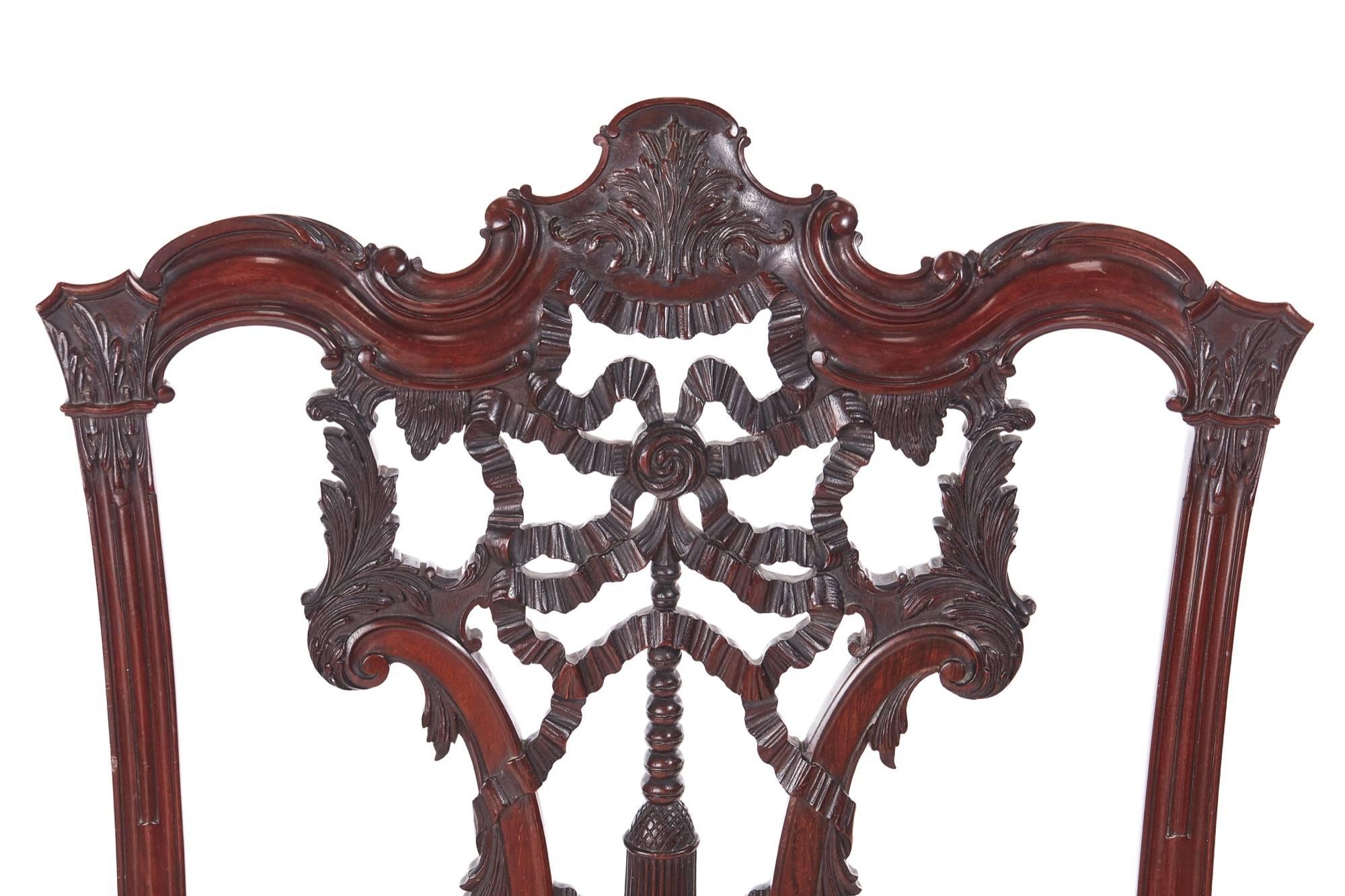 Outstanding Antique Carved Mahogany Desk Chair In Excellent Condition For Sale In Stutton, GB