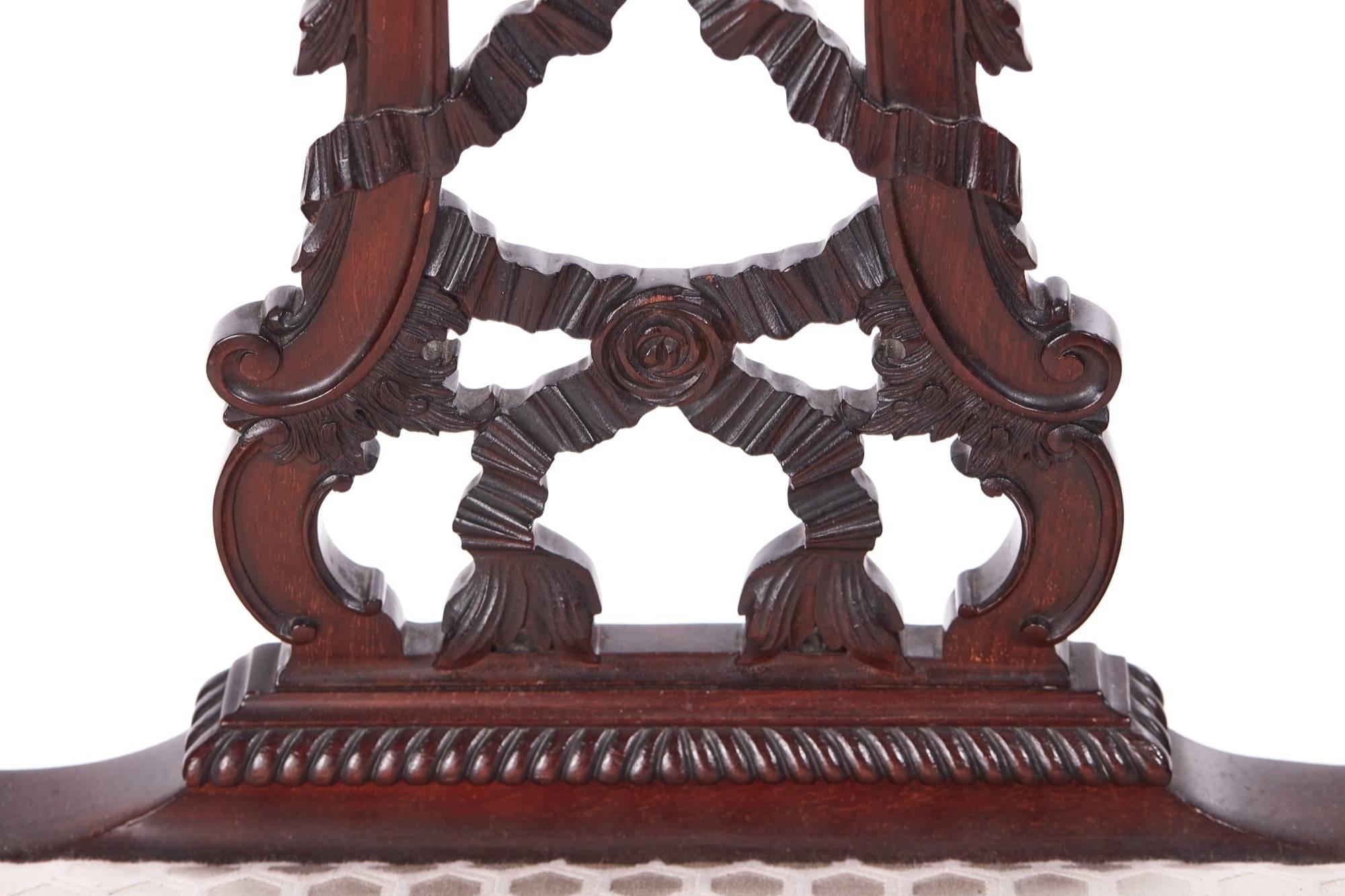 Outstanding Antique Carved Mahogany Desk Chair For Sale 1